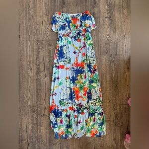 T-Bags Los Angeles Tropical Floral Boho Maxi Dress- Small